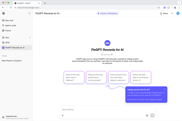 Pie for AI: Earn Rewards for Shopping with ChatGPT